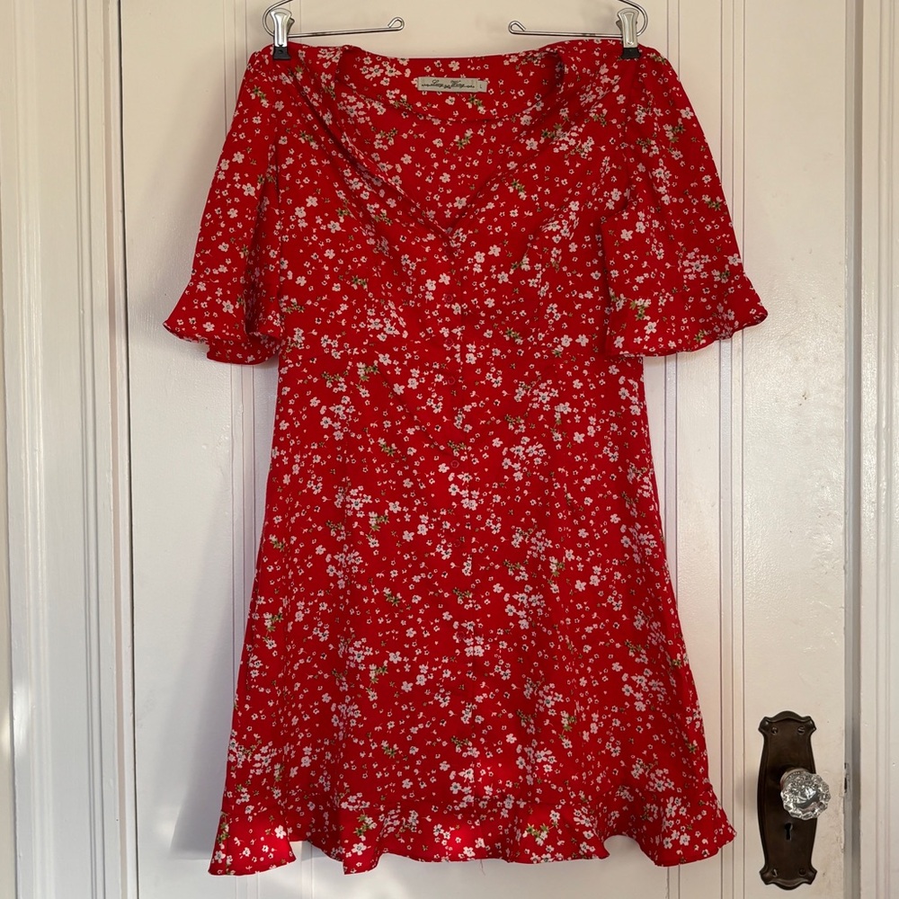 Cute Red Dress With Floral Pattern